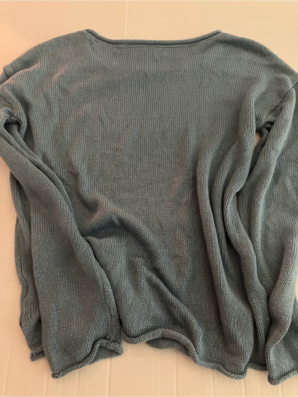 BEACH Knit Sweater Pullover in Seafoam with White Lettering - Picture 6 of 7